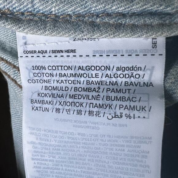 Mango Women’s XXS Cropped Distressed Denim Jean Jacket, Silver Colored Buttons - Picture 6 of 7